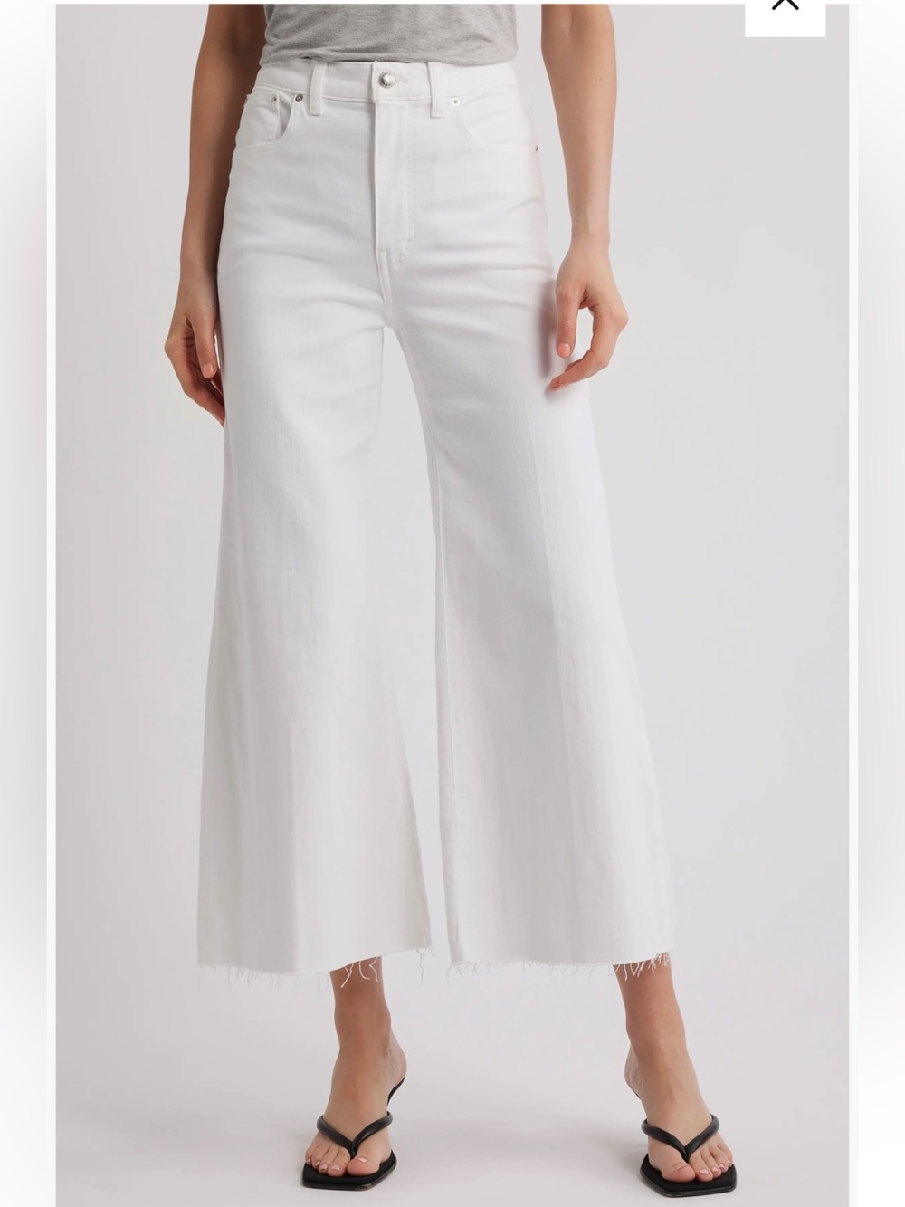 Madewell Raw Hem High Waist Wide-Leg Crop Flare Jeans-Pure White